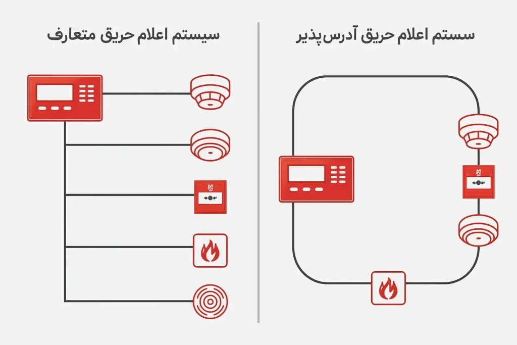 سیستم اعلام حریق متعارف و آدرس‌پذیر